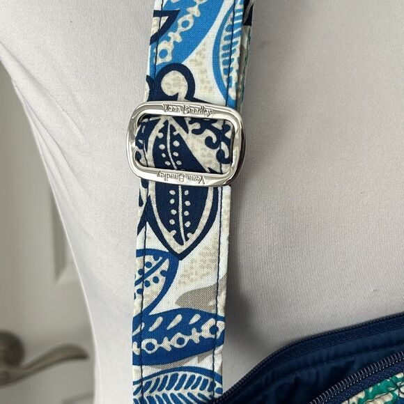 Vera Bradley Santiago Blue / Green Crossbar Shoulder Bag Adjustable Strap NWOT - Picture 4 of 12